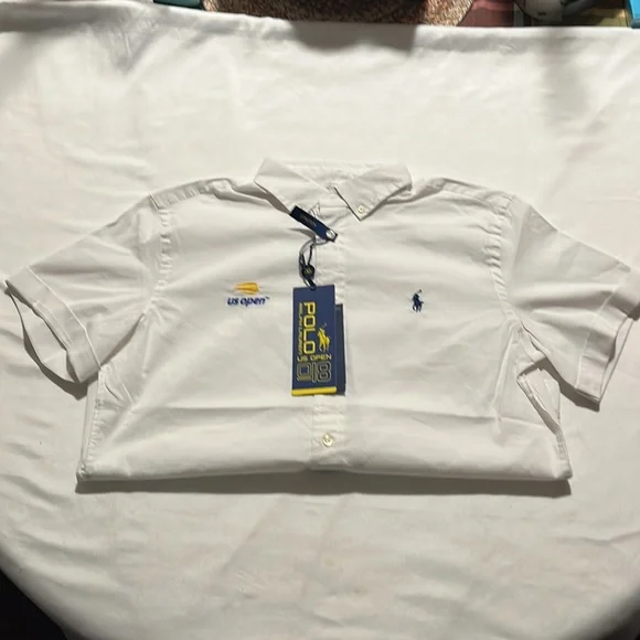 $100 Polo Ralph Lauren US Open Short Sleeve Cuffed Button Down Shirt VTG NWT - Picture 5 of 9